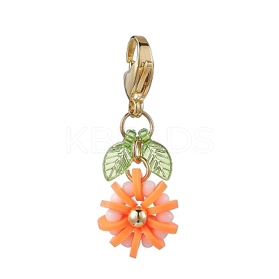 Flower Polymer Clay & Glass Pendants Decorations HJEW-MZ00327-02-1