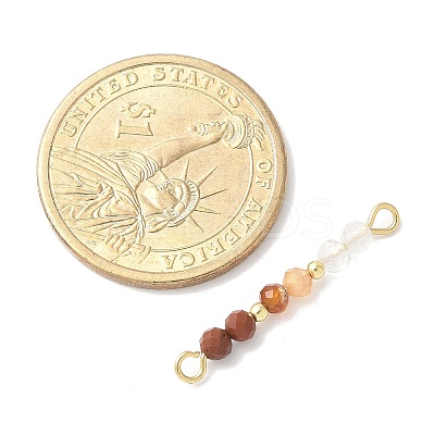 Faceted Round Natural Quartz Crystal & Carnelian & Red Jasper Beaded Connector Charms PALLOY-JF03530-01-1