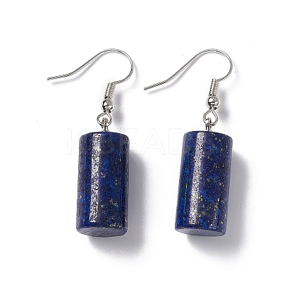 Natural Sodalite Cylindrical Dangle Earrings EJEW-D188-01P-06-1