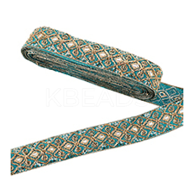 Ethnic Embroidered Polyester Sequins Trim Ribbon OCOR-WH0070-136A-1