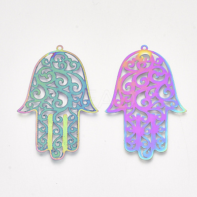 Ion Plating(IP) 304 Stainless Steel Filigree Big Pendants X-STAS-S108-45-1