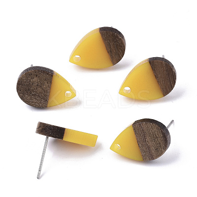 Resin & Walnut Wood Stud Earring Findings MAK-N032-002A-B06-1