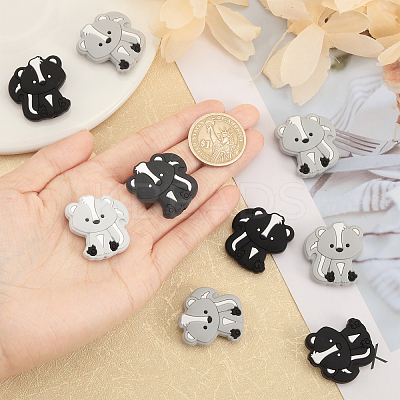 16Pcs 2 Colors Skunk Food Grade Eco-Friendly Silicone Beads SIL-CA0003-03-1