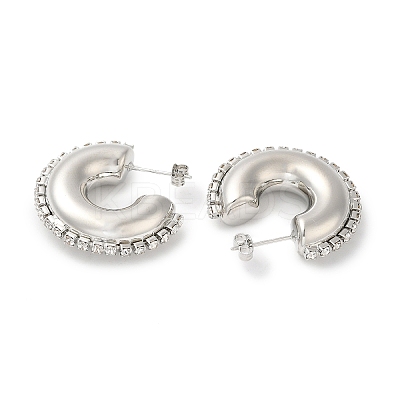Rack Plating Brass Donut Stud Earrings EJEW-D073-06P-1