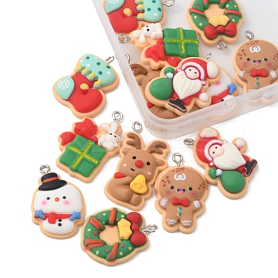 14Pcs 7 Styles Christmas Theme Opaque Resin Pendants FIND-FS0001-51-1