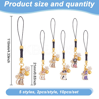 10Pcs 5 Styles Alloy Enmal Pendant Decorations HJEW-GO00019-1