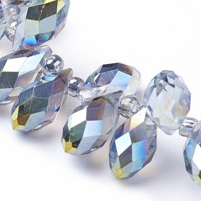 Electroplate Glass Faceted Teardrop Beads Strands EGLA-D014-28-1