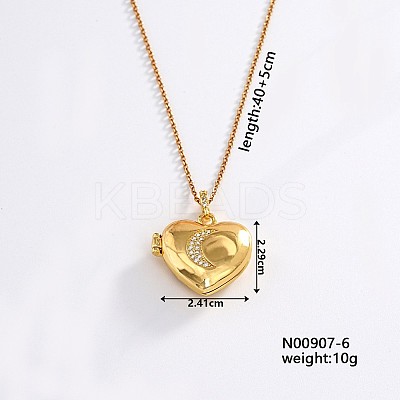 European and American Fashion Heart Shaped Brass Crystal Rhinestone Locket Pendant Necklaces CW4614-5-1