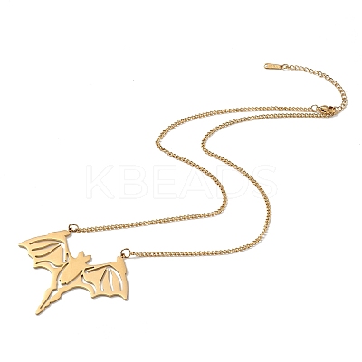 2Pcs 2 Style 304 Stainless Steel Bat Pendant Necklaces Set NJEW-E092-01G-1