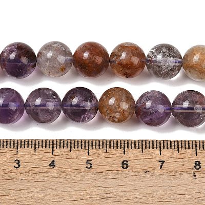 Natural Purple Phantom Quartz Lodolite Quartz Beads Strands G-R446-10mm-01A-1