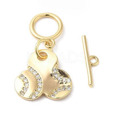 Brass Micro Pave Clear Cubic Zirconia Toggle Clasps KK-P234-90G-1