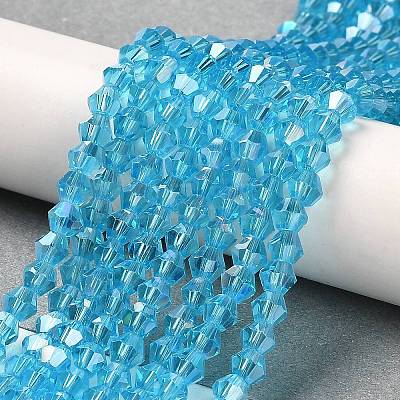 Transparent Electroplate Glass Beads Strands EGLA-A039-T6mm-B19-1