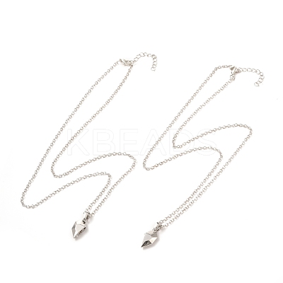 Rack Plating Alloy Heart Pendant Necklaces Sets NJEW-B081-08C-1