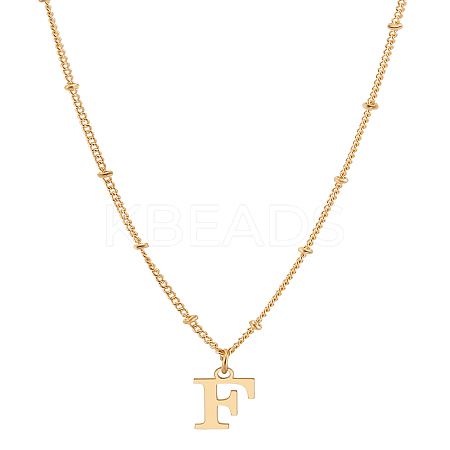 1Pc Brass Chain & 304 Stainless Steel Letter Pendant Necklaces NJEW-LP0001-35F-G-1