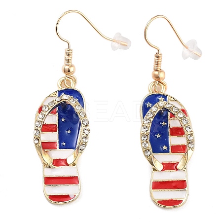 Independence Day Theme Alloy Enamel Dangle Earrings for Women EJEW-F335-01G-01-1