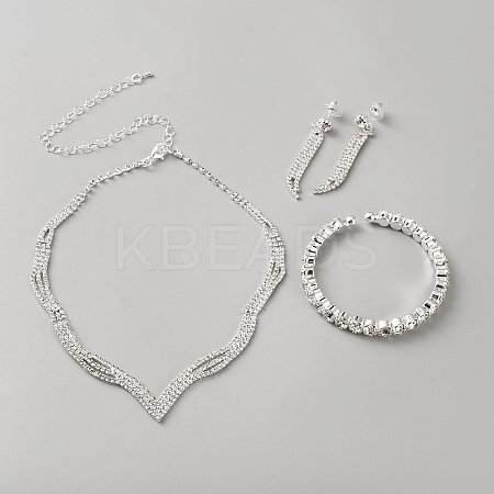 Brass & Rhinestone Jewelry Sets AJEW-WH0695-242S-1