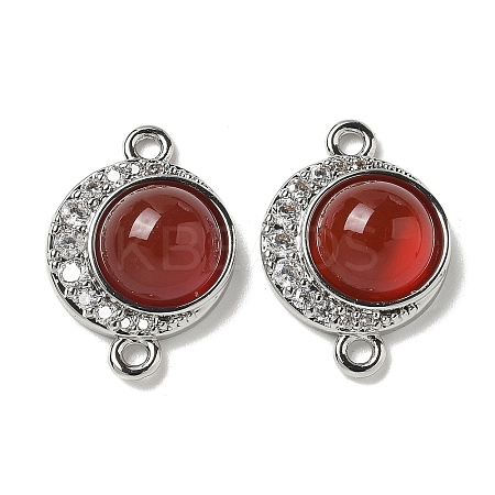 Brass Micro Pave Clear Cubic Zirconia Connector Charms KK-R210-30P-02-1