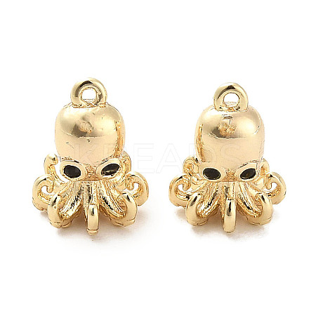 Brass Micro Pave Black Cubic Zirconia Charms KK-C054-24G-1
