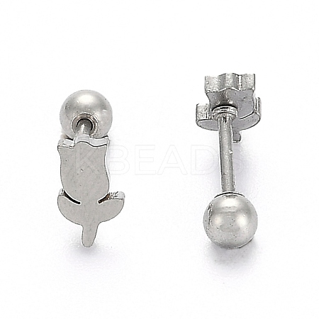 Tarnish Resistant 201 Stainless Steel Barbell Cartilage Earrings X-EJEW-R147-39-1