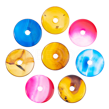 8Pcs 4 Colors Natural Chalcedony Pendants G-NB0003-93-1