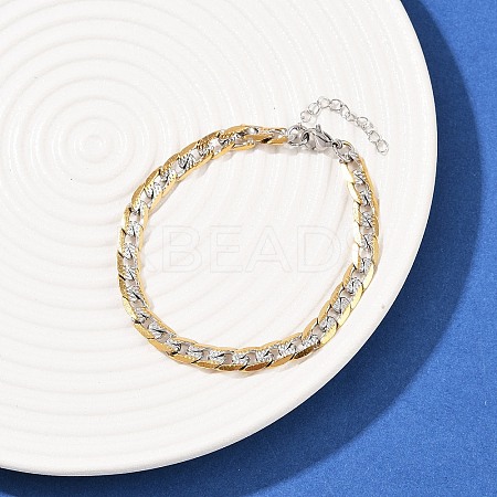 304 Stainless Steel Curb Chain Bracelets for Women BJEW-G757-14GP-1