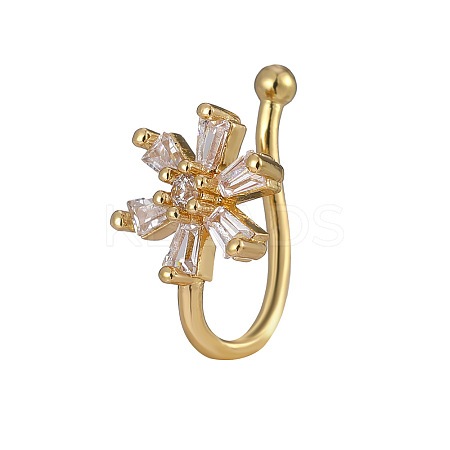 Brass Micro Pave Clear Cubic Zirconia Clip-on Nose Septum Rings WGE30AD-01-1