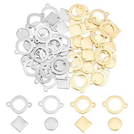 80Pcs 8 Styles 201 Stainless Steel Connector Charms STAS-UN0041-01-1
