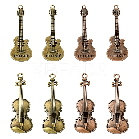 8Pcs 4 Styles Tibetan Style Alloy Pendants FIND-FS0002-60-1