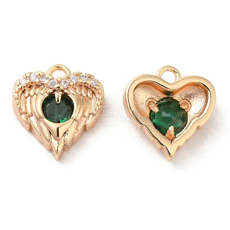 Brass & Glass & Cubic Zirconia Charms KK-G468-54G-03-1