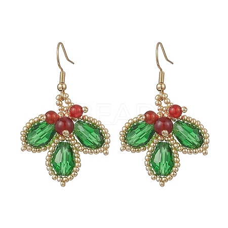 304 Stainless Steel Leaf Dangle Earrings EJEW-MZ00622-1