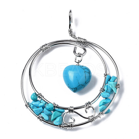 Synthetic Turquoise Big Pendants G-Q997-001C-S-1