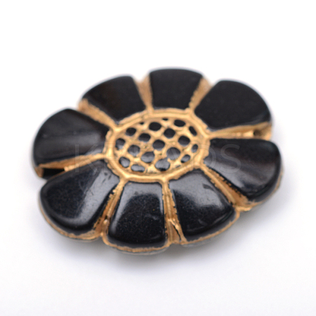 Flower Plating Acrylic Beads PACR-Q102-09B-1