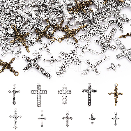 100Pcs 10 Styles Tibetan Style Alloy Pendants FIND-YW0006-67-1