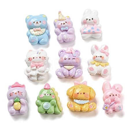 Opaque Resin Cartoon Animal Cabochons X-RESI-Q227-03-1