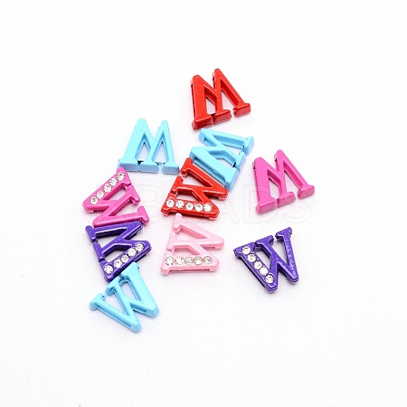 Rhinestone Slide Letter Charms RB-TAC0002-01W-1