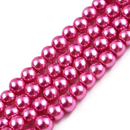 Baking Painted Pearlized Glass Pearl Round Bead Strands X-HY-Q003-4mm-10-1