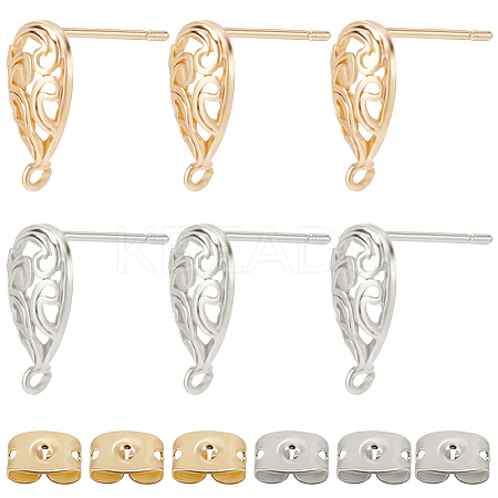 20PCS Brass Stud Earring Findings KK-BBC0027-89B-1