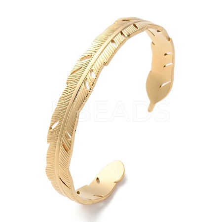 304 Stainless Steel Cuff Bangles for Women BJEW-K263-05G-07-1