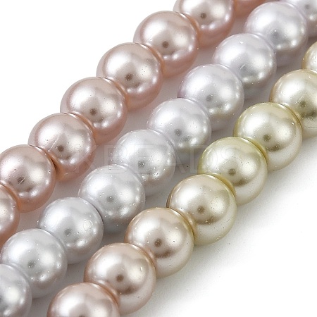 Baking Paint Pearlized Glass Pearl Round Bead Strands HY-XCP0001-29-1