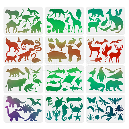 Plastic Reusable Drawing Painting Stencils Templates Sets DIY-WH0172-112-1