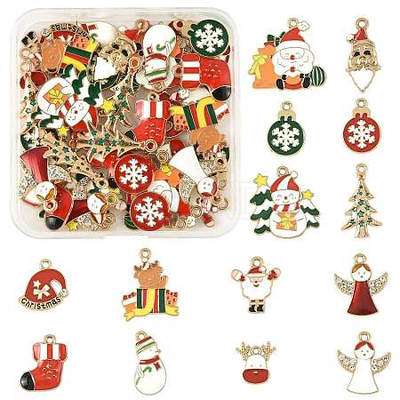 40Pcs Christmas Theme Alloy Enamel Pendants ENAM-FS0004-19-1