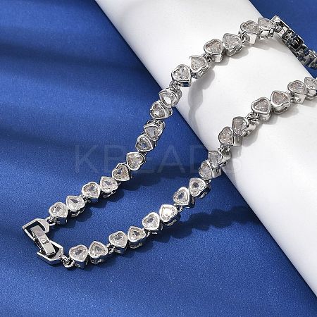 Brass Micro Pave Cubic Zirconia Geometric Tennis Necklaces NJEW-C121-02A-P-1