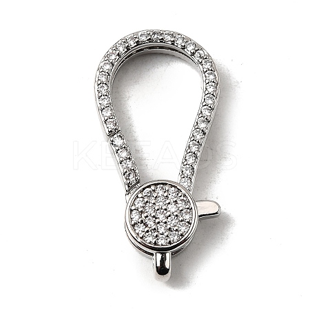 Brass Clear Cubic Zirconia Lobster Claw Clasps KK-Z078-47A-P-1