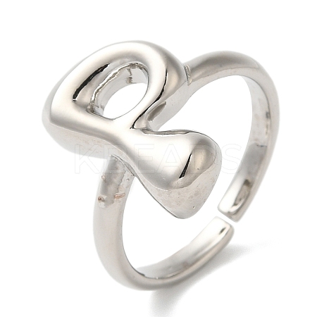 Initials Brass Open Cuff Ring for Women RJEW-N046-02P-P-1