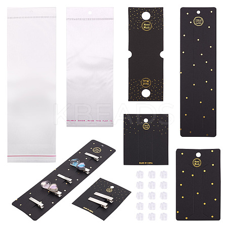 Yilisi 80Pcs 4 Style Rectangle Cardboard Jewelry Display Cards CDIS-YS0001-04-1