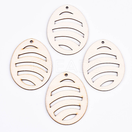 Undyed Natural Wooden Big Pendants WOOD-S058-011-1
