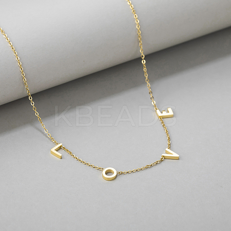 Fashionable Geometric Stainless Steel Letter Love Pendant Necklace for Women's Daily Wear CD8695-3-1