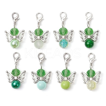 50Pcs Angel Glass Pendant Decoration HJEW-JM02645-03-S-1