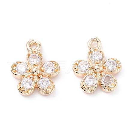 Rack Plating Brass Cubic Zirconia Charms ZIRC-C026-12LG-1