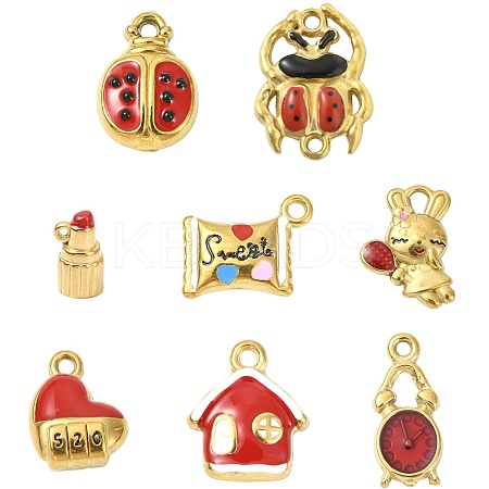 8Pcs 8 Styles 304 Stainless Steel Enamel Pendants STAS-CJ0003-08-1